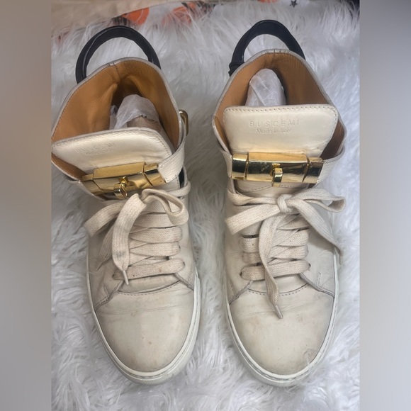 Buscemi Women's White and Gold Sneakers - Picture 2 of 8
